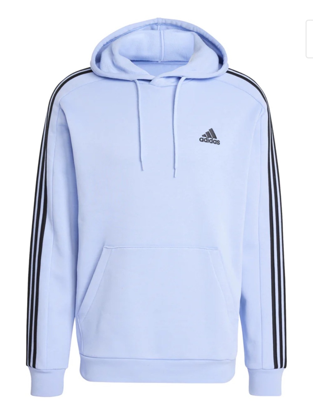 adidas Light Blue Pullover Hoodie with Black 3-Stripes